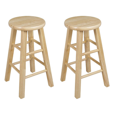 PJ Wood Classic Round Seat 24" Tall Kitchen Counter Stools, Natural (Set of 8)