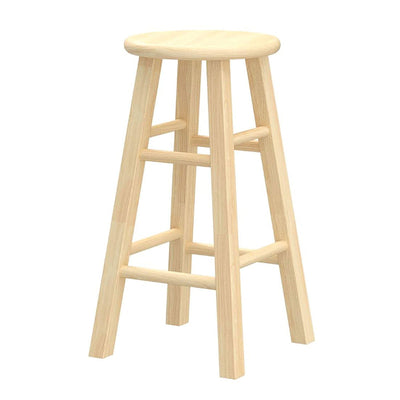 PJ Wood Classic Round Seat 24" Tall Kitchen Counter Stools, Natural (Set of 8) - VMInnovations