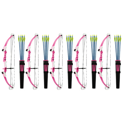 Genesis Archery Mini Right Hand Compound Bow, Arrow & Quiver Set, Pink (5 Pack)