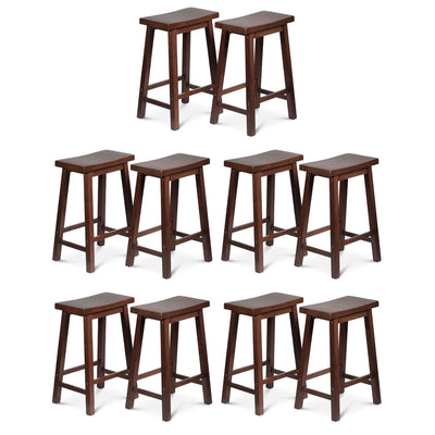 PJ Wood Classic Saddle Seat 24" Tall Kitchen Counter Stools, Walnut (Set of 10)