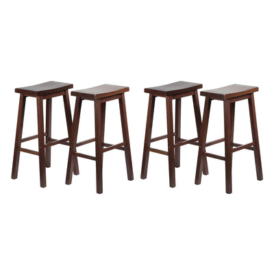 PJ Wood Classic Saddle Seat 29" Tall Kitchen Counter Stools, Walnut (Set of 4)