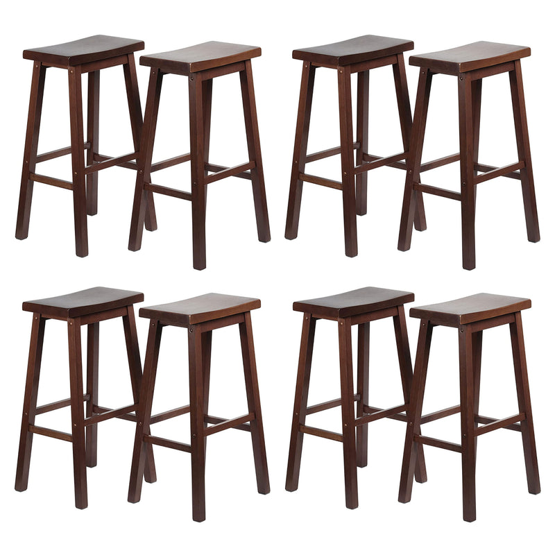 PJ Wood Classic Saddle Seat 29" Tall Kitchen Counter Stools, Walnut (Set of 8)