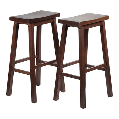PJ Wood Classic Saddle Seat 29" Tall Kitchen Counter Stools, Walnut (Set of 8) - VMInnovations