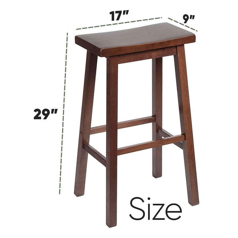 PJ Wood Classic Saddle Seat 29" Tall Kitchen Counter Stools, Walnut (Set of 8)