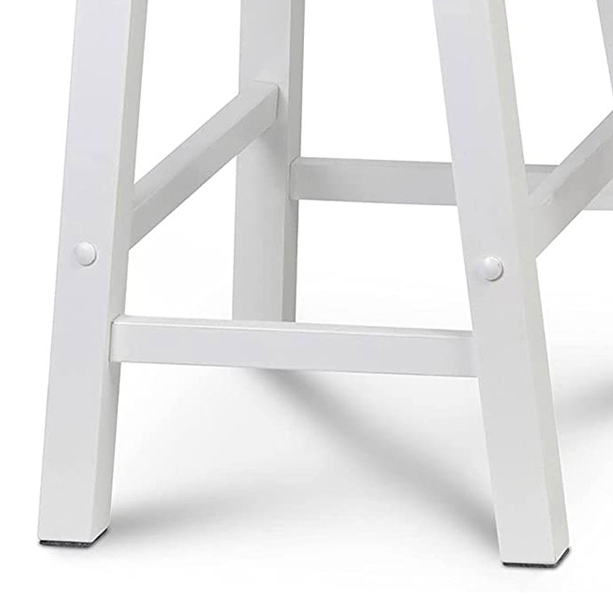 PJ Wood Classic Saddle Seat 24 Inch Tall Kitchen Counter Stools, White (4 Pack) - VMInnovations