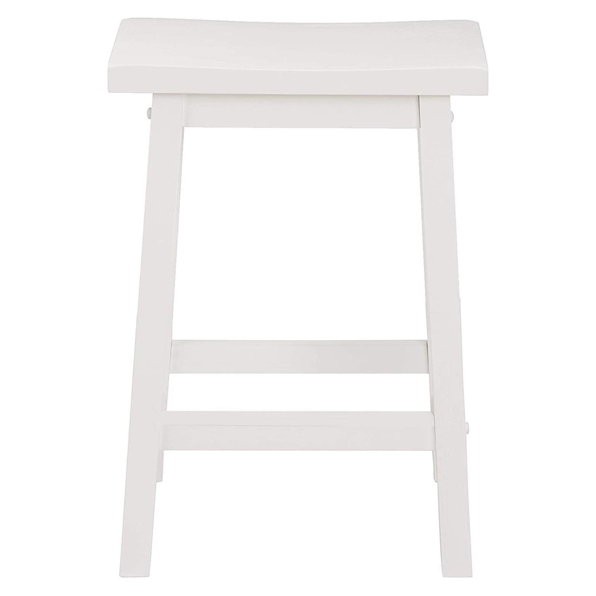 PJ Wood Classic Saddle Seat 24 Inch Tall Kitchen Counter Stools, White (6 Pack) - VMInnovations