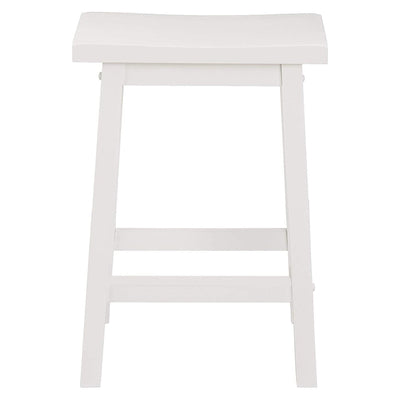 PJ Wood Classic Saddle Seat 24 Inch Tall Kitchen Counter Stools, White (6 Pack) - VMInnovations