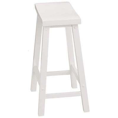 PJ Wood Classic Saddle Seat 24 Inch Tall Kitchen Counter Stools, White (6 Pack) - VMInnovations