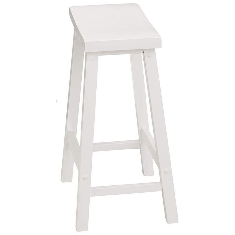 PJ Wood Classic Saddle Seat 24 Inch Tall Kitchen Counter Stools, White (6 Pack)