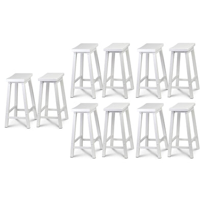 PJ Wood Classic Saddle Seat 24 Inch Kitchen Counter Stools, White (10 Pack)