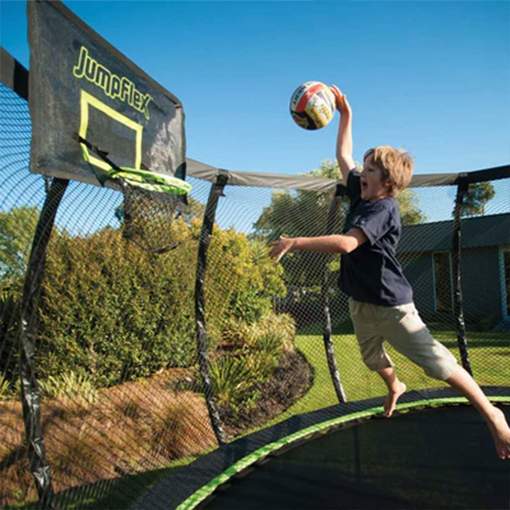 JumpFlex HERO 12' Trampoline with PROJAM Hero Basketball Hoop and Net Attachment - VMInnovations