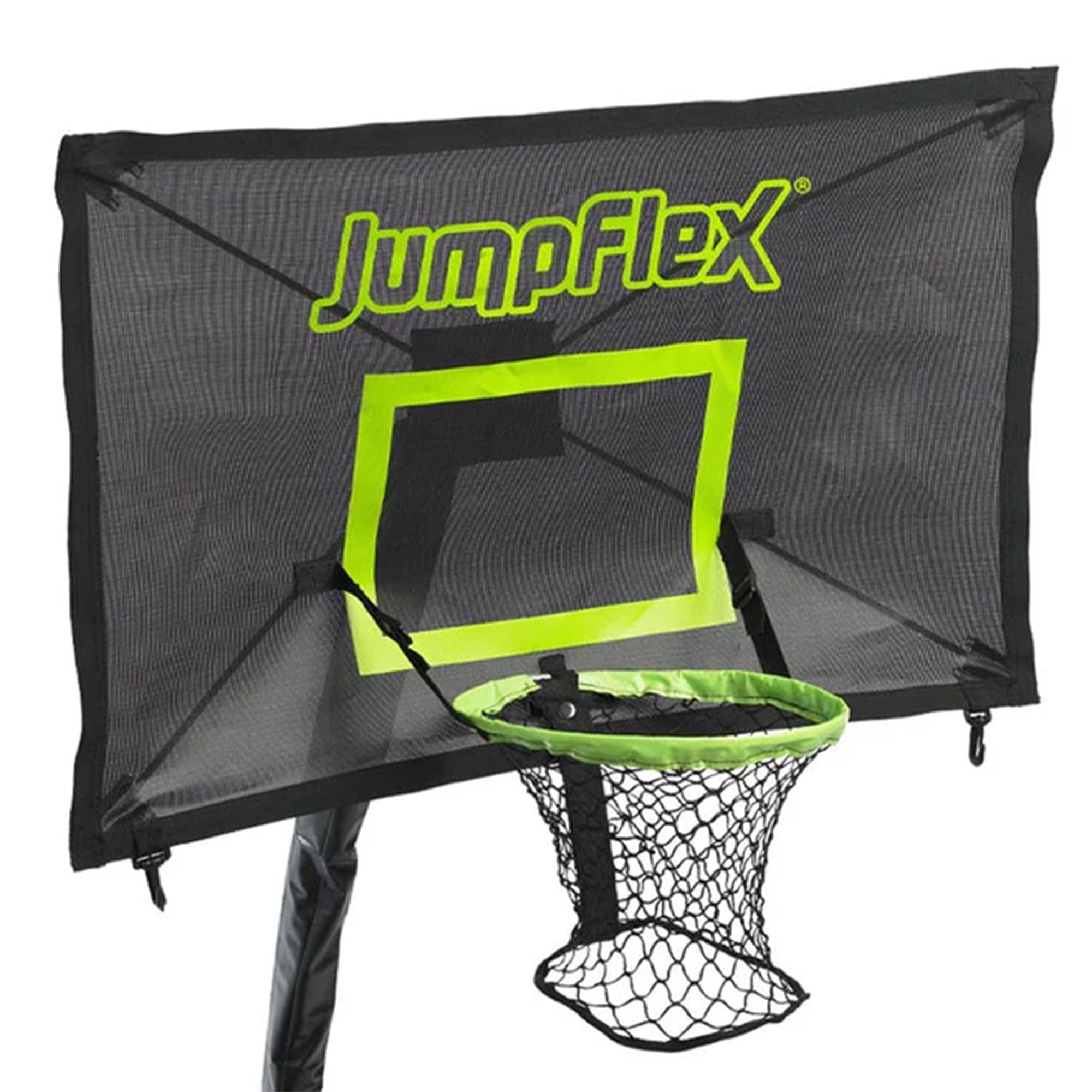 JumpFlex HERO 15' Trampoline with PROJAM Hero Basketball Hoop and Net Attachment - VMInnovations