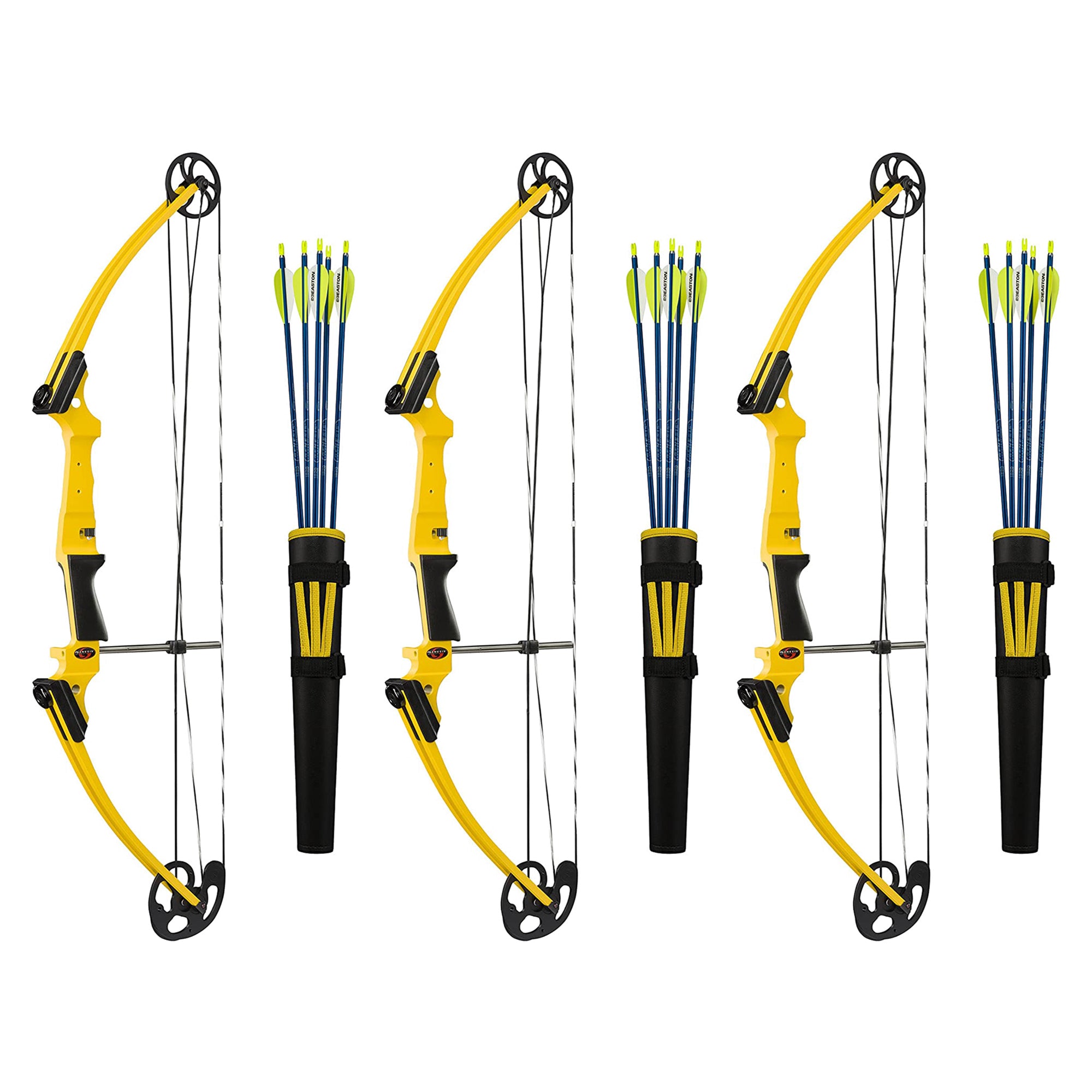 Genesis Archery Original Left Handed Compound Bow Archery Kit, Yellow (3 Pack)