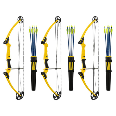 Genesis Archery Original Left Handed Compound Bow Archery Kit, Yellow (3 Pack)