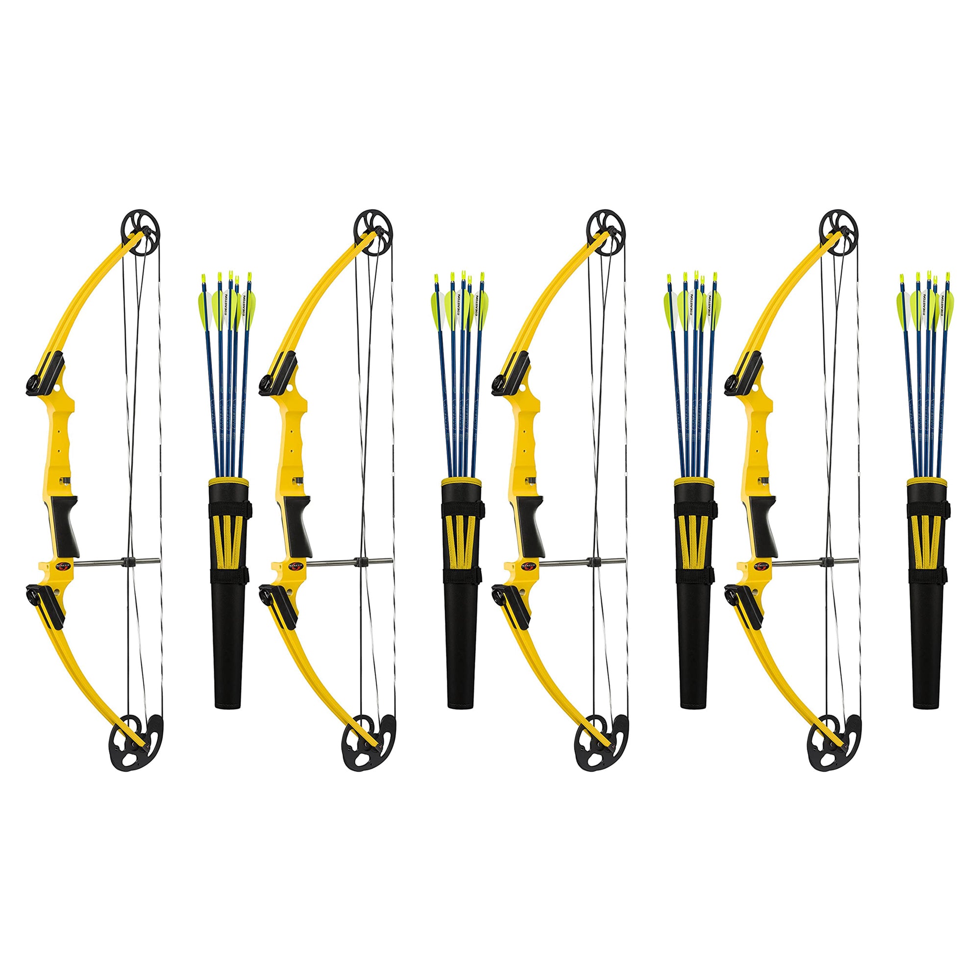 Genesis Archery Original Left Handed Compound Bow Archery Kit, Yellow (4 Pack)