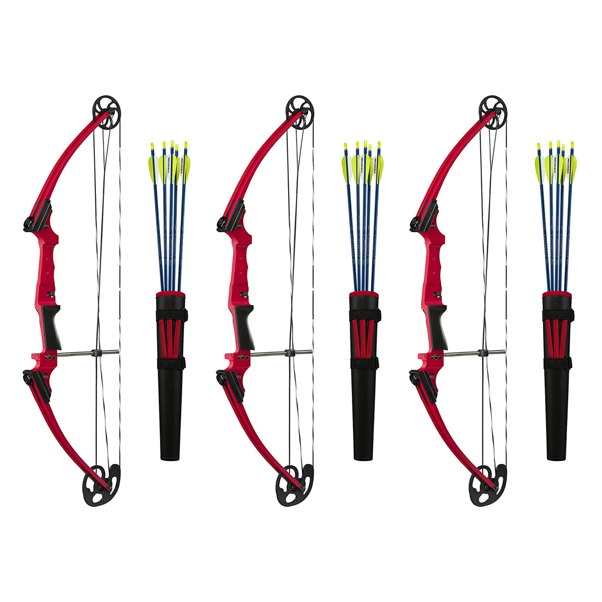 Genesis Archery Original Left Handed Compound Bow Archery Kit, Red (3 Pack)