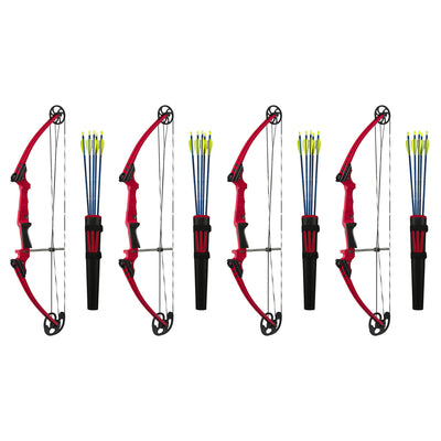 Genesis Archery Original Left Handed Compound Bow Archery Kit, Red (4 Pack)