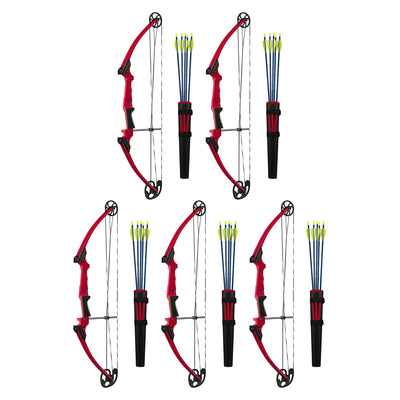 Genesis Archery Original Left Handed Compound Bow Archery Kit, Red (5 Pack)