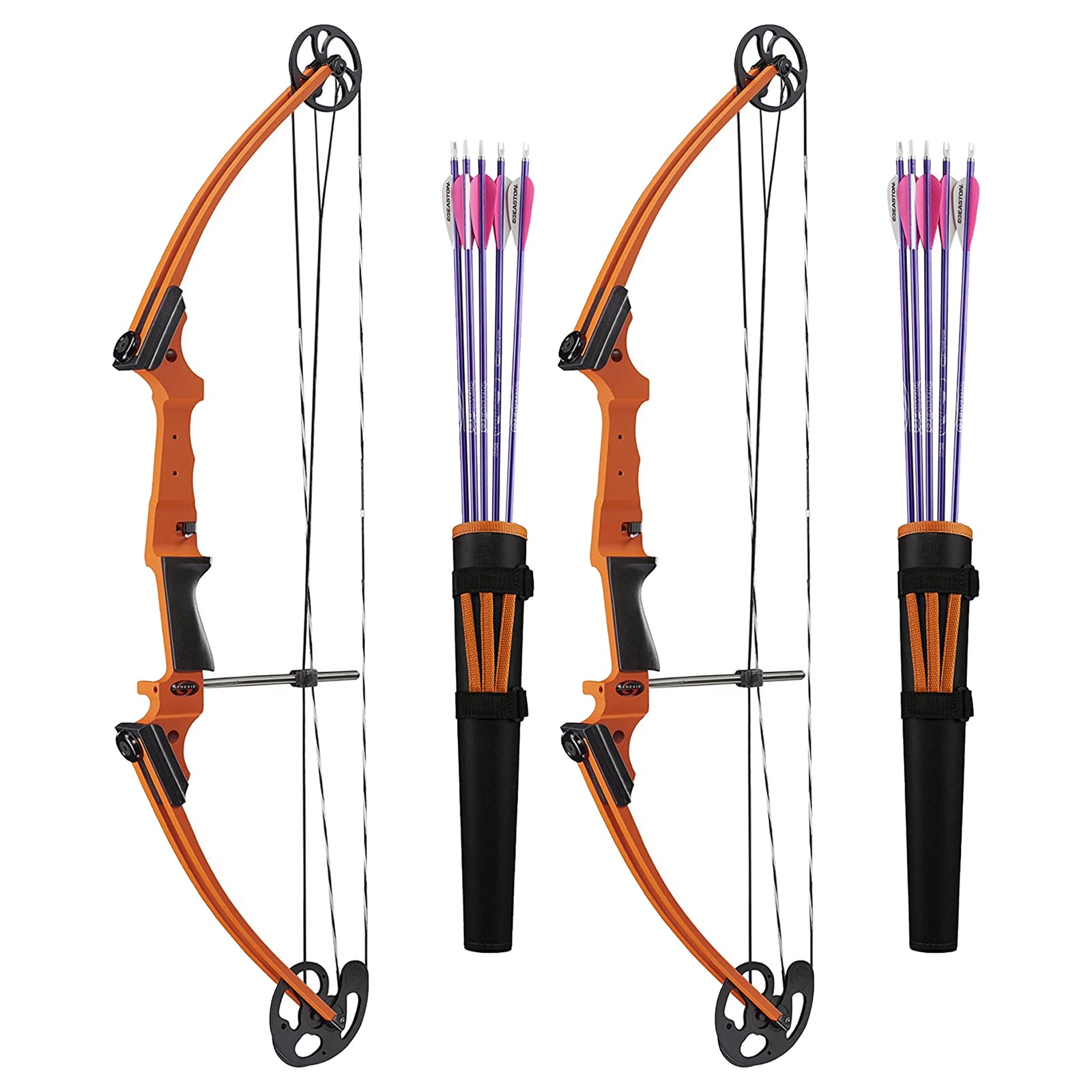 Genesis Archery Original Left Hand Compound Bow Kit w/Arrows & Quiver (2 Pack) - VMInnovations