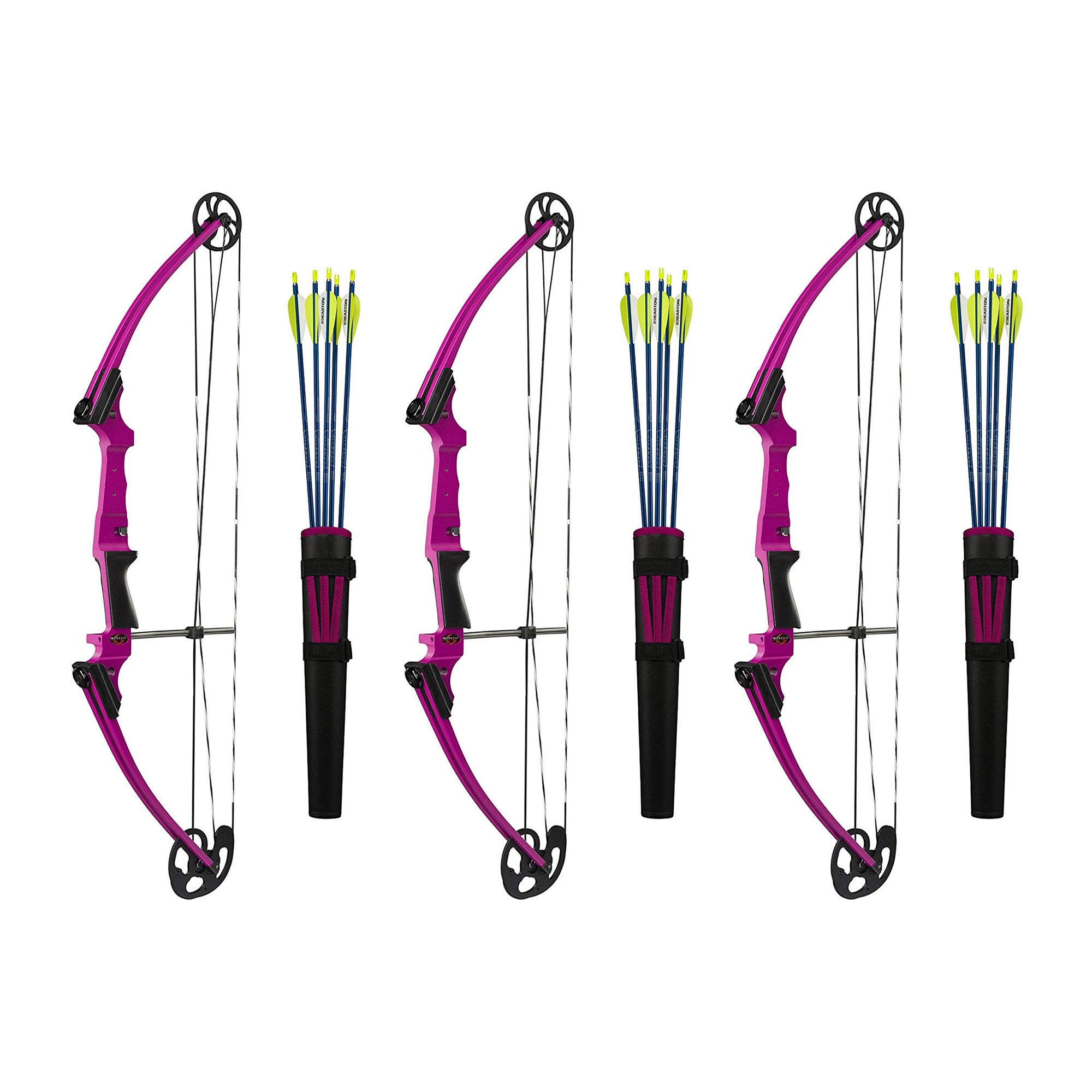 Genesis Archery Original Left Handed Compound Bow Archery Kit, Purple (3 Pack)
