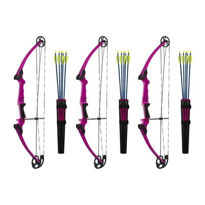 Genesis Archery Original Left Handed Compound Bow Archery Kit, Purple (3 Pack)