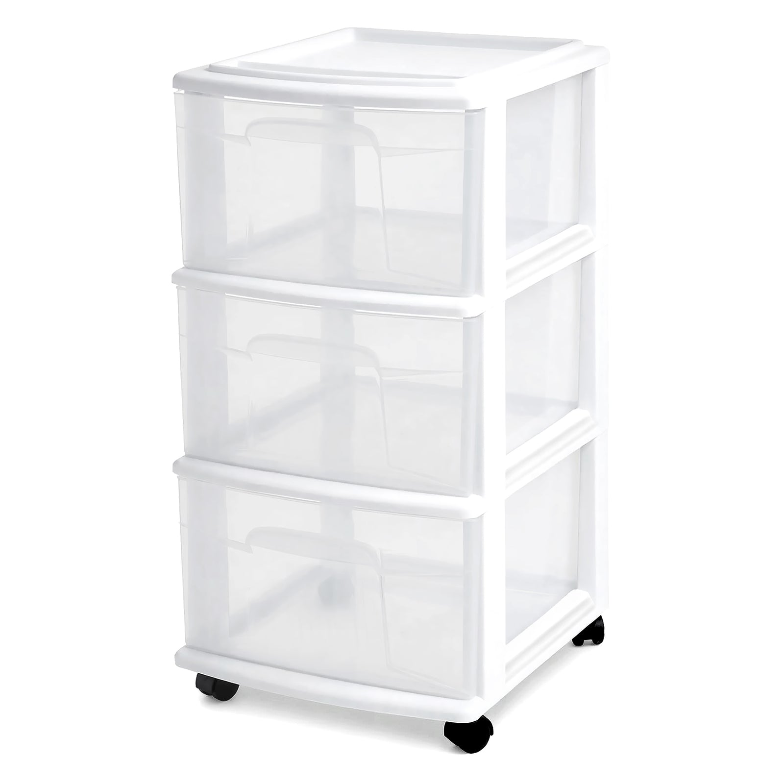 Homz Plastic 3 Drawer Storage Container Tower, Clear Drawers/White Frame (Used) - VMInnovations