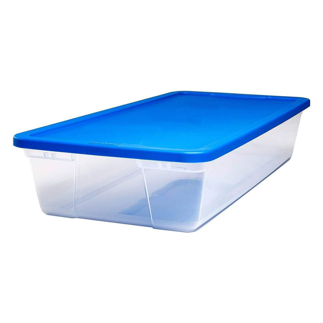 Homz Snaplock 41 Qt Stackable Plastic Storage Container w/ Lid,  2 Pack, Blue