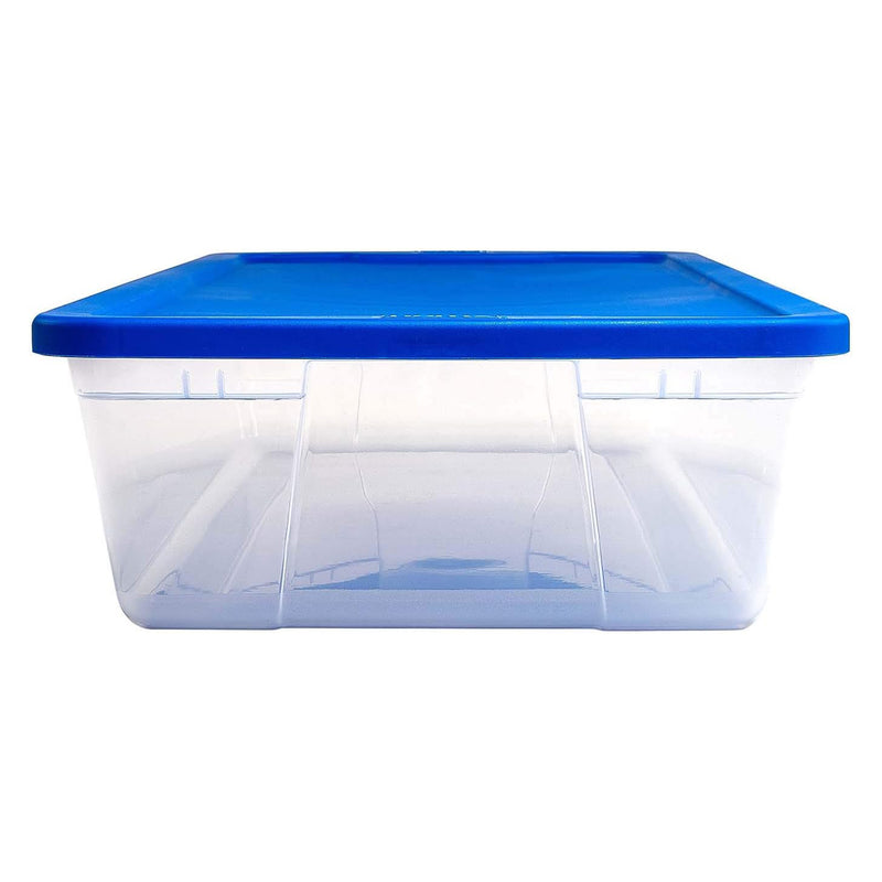 Homz Snaplock 41 Qt Stackable Plastic Storage Container w/ Lid, Blue (2 Pack)