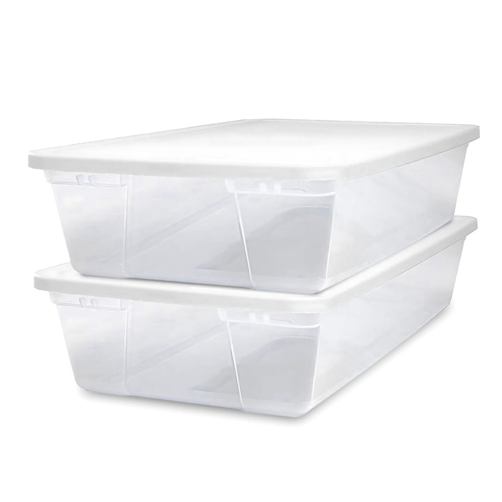 Homz Snaplock 41 Qt Stackable Plastic Storage Container w/Latching Lid (2 Pack)