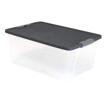 15 Qt Stackable Plastic Storage Container w/Snaplock Lid, Gray(4 Pack)(Open Box) - VMInnovations