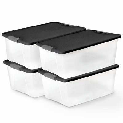Homz 15 Qt Stackable Plastic Container w/Snaplock Lid, Gray (4 Pack) (Used) - VMInnovations