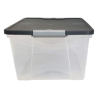 15 Qt Stackable Plastic Storage Container w/Snaplock Lid, Gray(4 Pack)(Open Box)