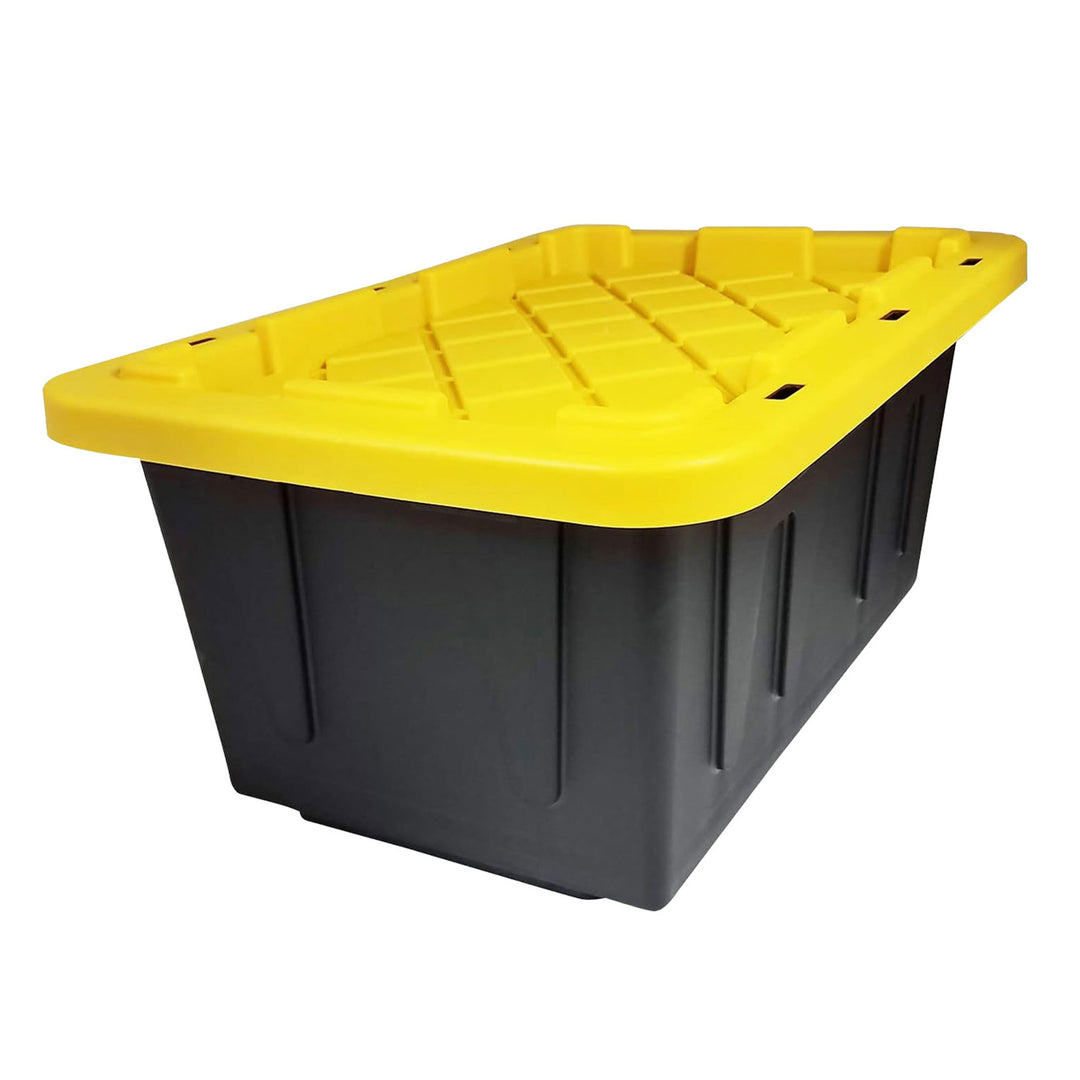 Homz 15 Gallon Durabilt Home Storage Container w/Snap Lid, Black/Yellow(2 Pack)