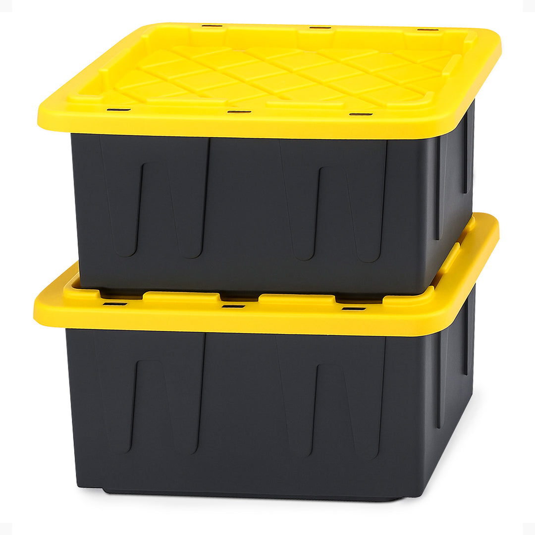 Homz 15 Gal Durabilt Storage Container w/Snap Lid, Black/Yellow(2 Pk)(Open Box) - VMInnovations