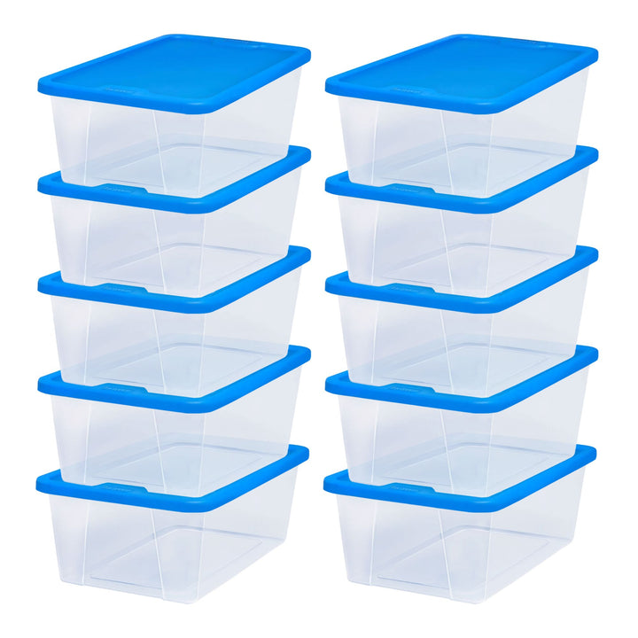 Homz Snaplock 6 Qt Stackable Plastic Storage Container w/ Lid, Blue (10 Pack)