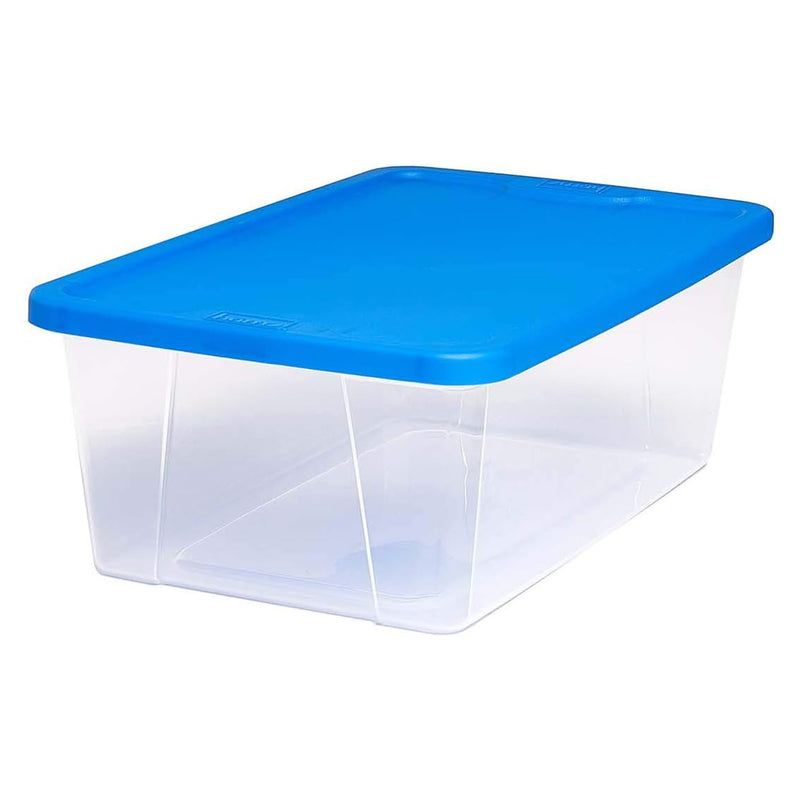 Homz Snaplock 6 Qt Stackable Plastic Storage Container w/ Lid, Blue (10 Pack)