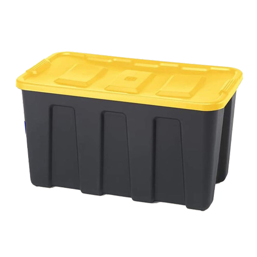 Homz 34 Gallon Durabilt Home Storage Container w/Lid, Black/Yellow (2 Pack)