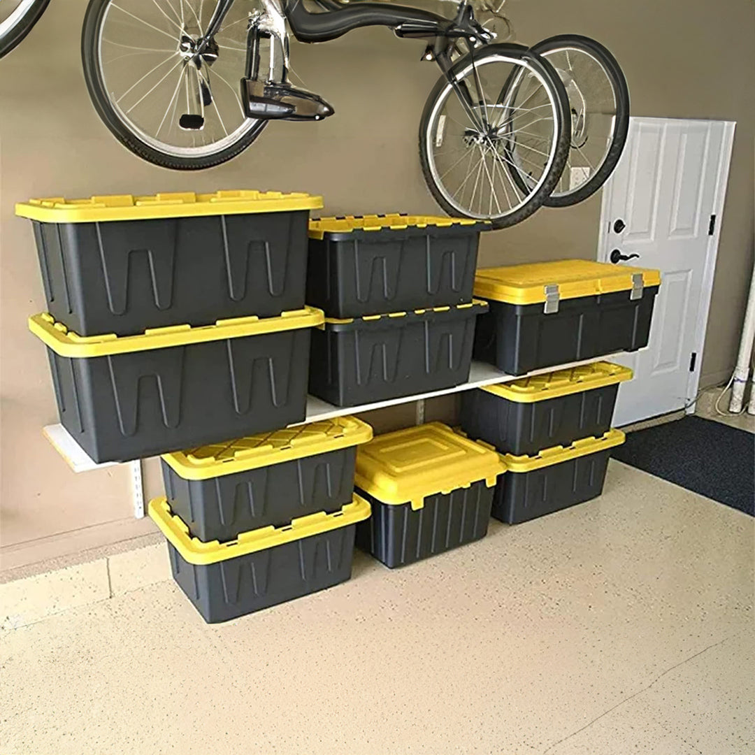 Homz 34 Gallon Durabilt Home Storage Container w/Lid, Black/Yellow (2 Pk) (Used) - VMInnovations
