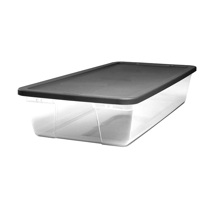 Homz 41 Quart Stackable Plastic Under Bed Storage Containers with Lid, (2 Pack)