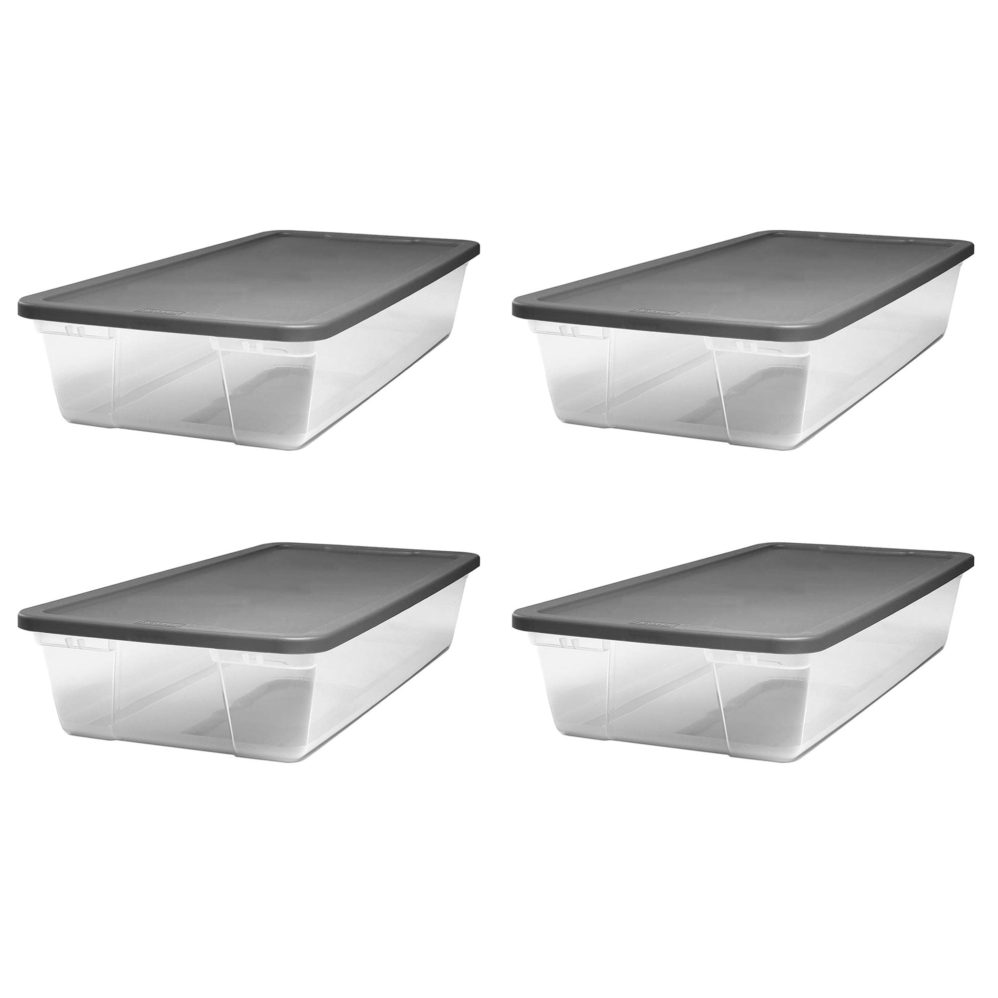 Homz 41 Quart Stackable Plastic Storage Containers with Latching Lid (4 Pack)