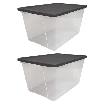 Homz 56 Qt Stackable Storage Container w/Snaplock Lid, Gray (2 Pack) (Open Box)