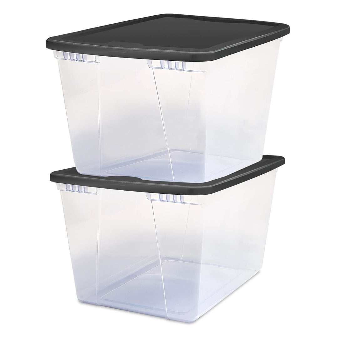 Homz 56 Qt Stackable Plastic Storage Container w/Snaplock Lid, Gray (2 Pack)