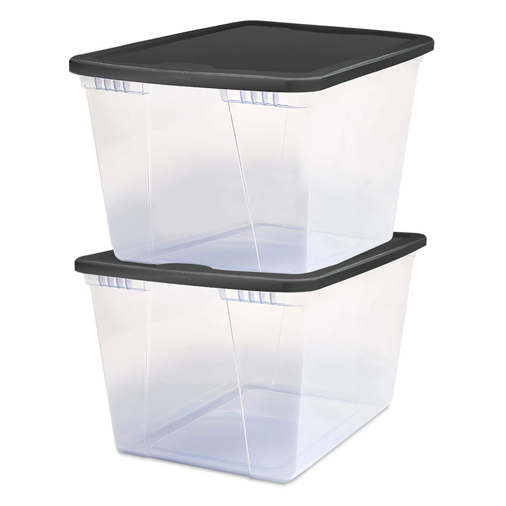 Homz 56 Qt Stackable Plastic Storage Container w/Snaplock Lid, Gray (2 Pack)