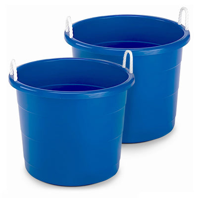 Homz 17 Gal Indoor Outdoor Storage Bucket with Rope Handles, Blue (2 Pk) (Used) - VMInnovations