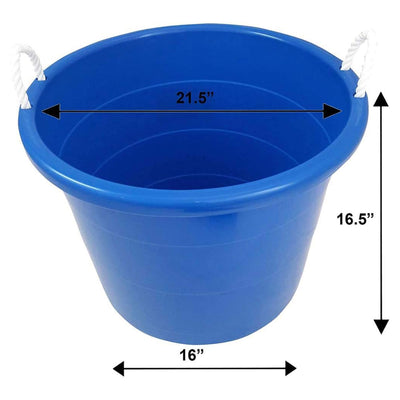 Homz 17 Gallon Indoor Outdoor Storage Bucket with Rope Handles, Blue (2 Pack)