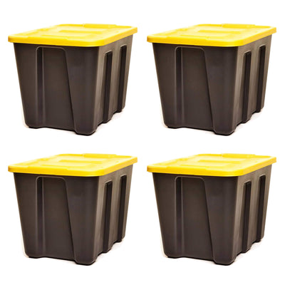 HOMZ Durabilt Heavy Duty 18 Gal Organizer Storage Tote Bins with Lids, (4 Pack) - VMInnovations