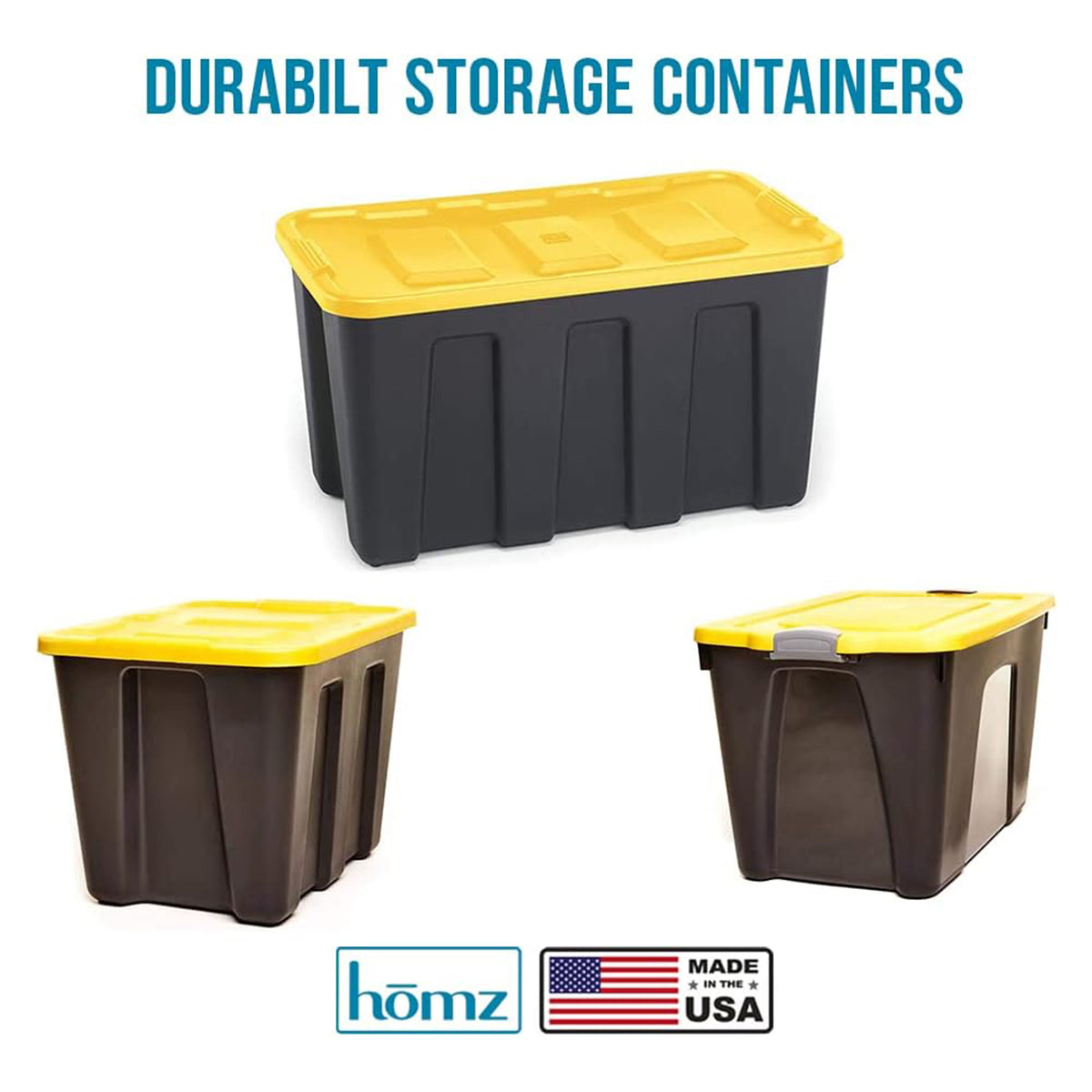 HOMZ Durabilt Heavy Duty 18 Gal Organizer Storage Tote Bins with Lids, (4 Pack) - VMInnovations