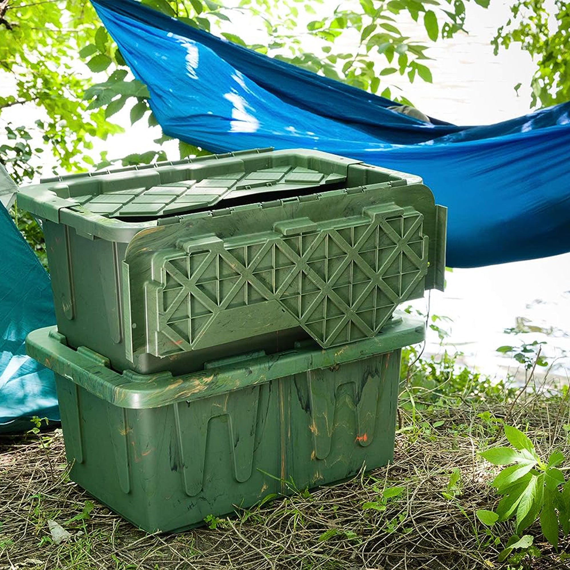 Homz 15 Gallon Durabilt Home Storage Container with Snap Lid, Green (2 Pack) - VMInnovations