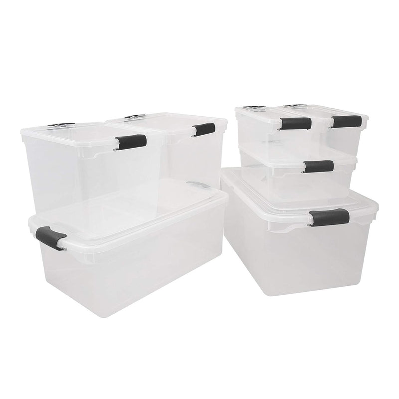 15.5 Qt Plastic Stackable Home Container w/Lid, Gray Latch (4 Pack) (Open Box)