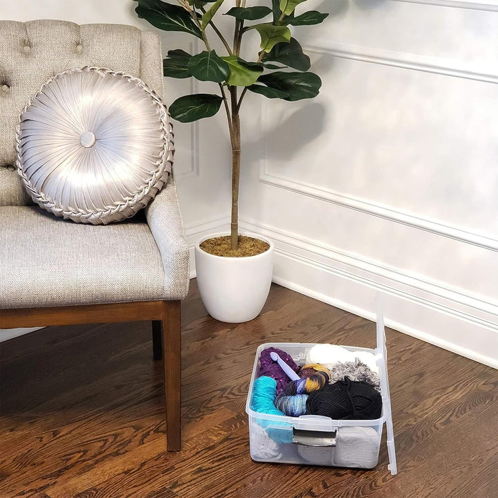 Homz 15.5 Qt Plastic Stackable Home Storage Container w/Lid, Gray Latch (4 Pack) - VMInnovations